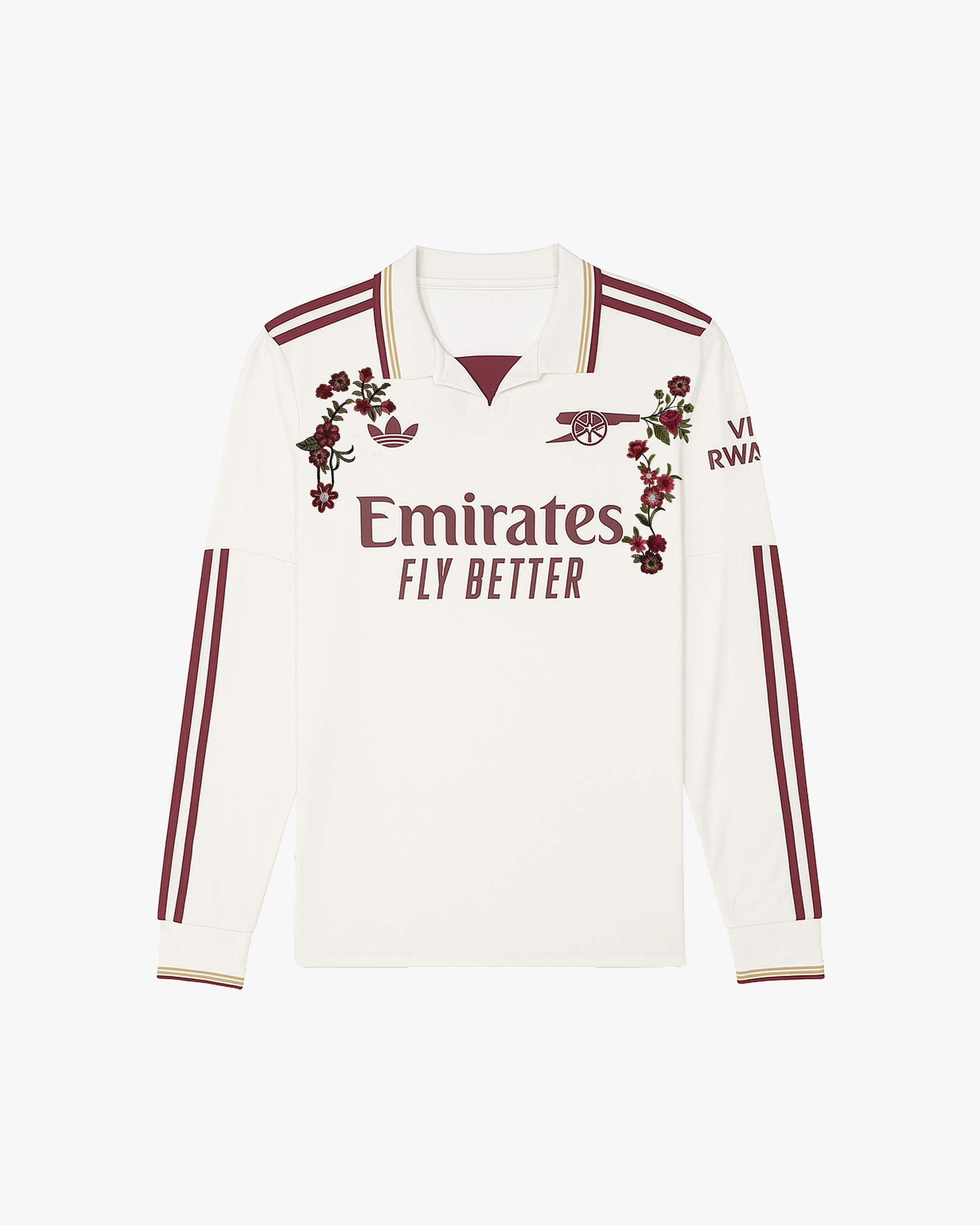 Upgrade your fan gear with the Embroidered Arsenal Third Long Sleeves jersey. Features premium floral embroidery, a classic polo collar. Shop this exclusive Gunners lifestyle piece today!