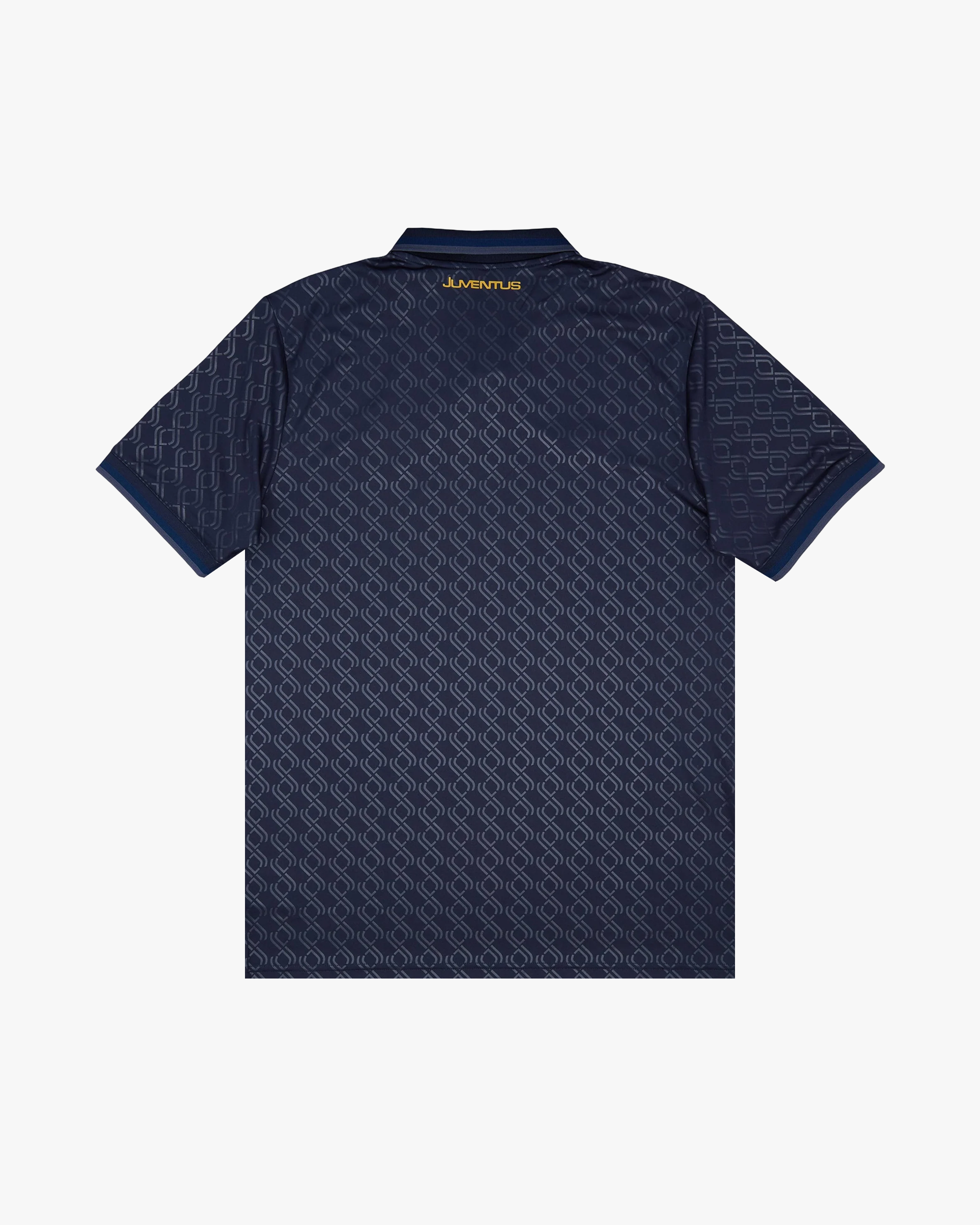 Embroidered Juventus Third Jersey 2024-25 back view showcasing jacquard texture and geometric patterns.