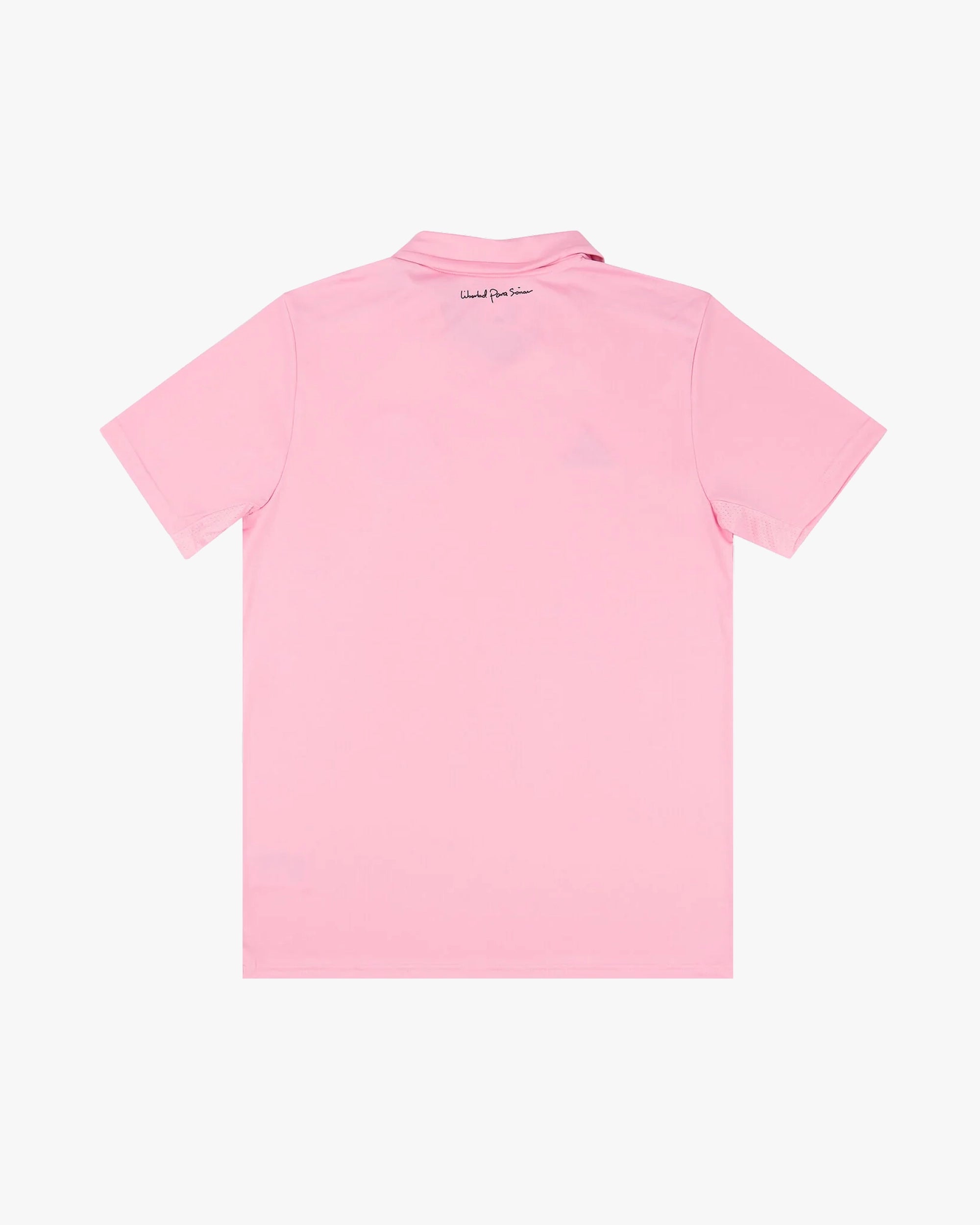 The clean back silhouette of the Inter Miami Pink Jersey showing the 'Libertad Para Soñar' text on the collar.