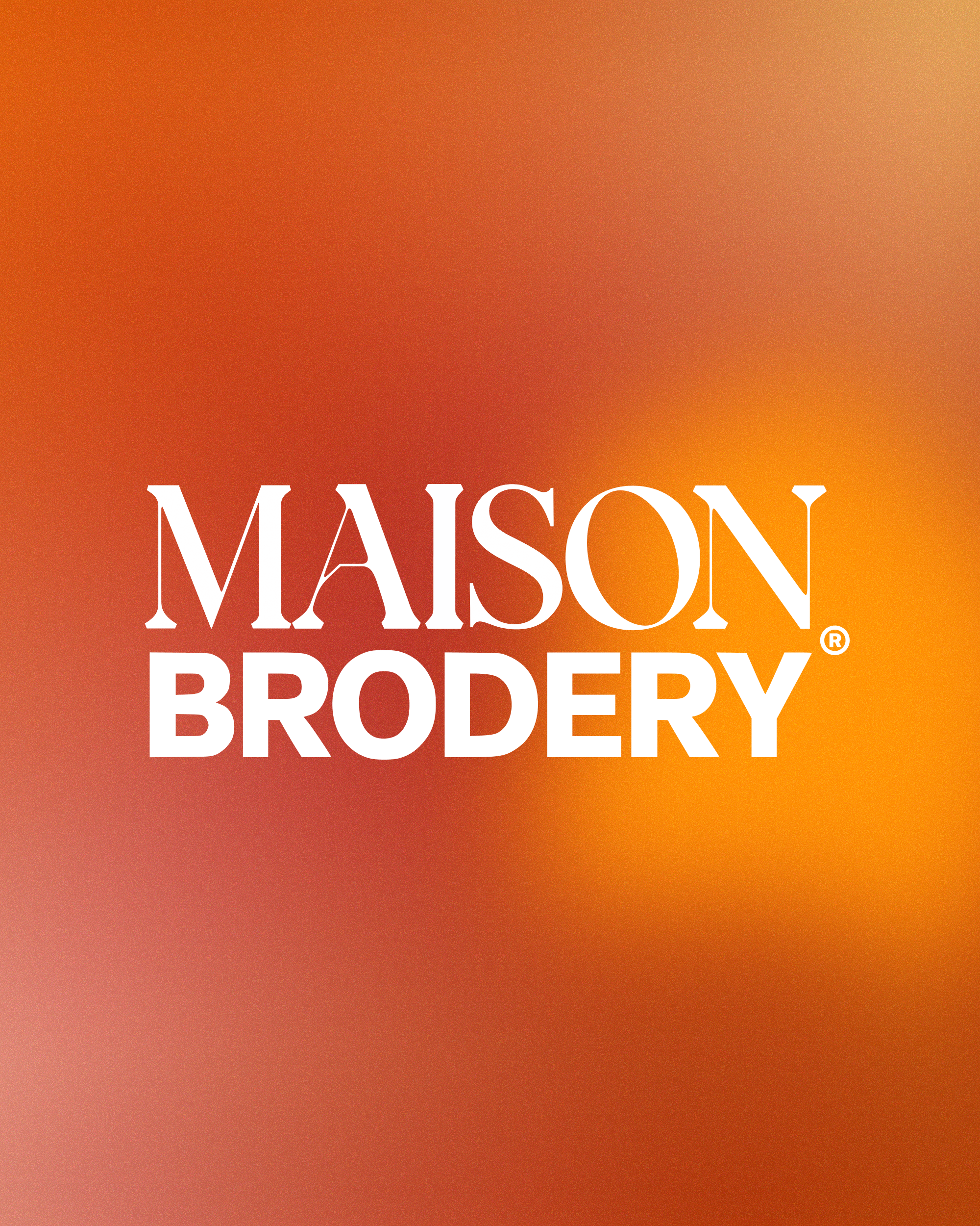 Colorful background featuring the logo for Maison Brodery highlighting the brand identity.
